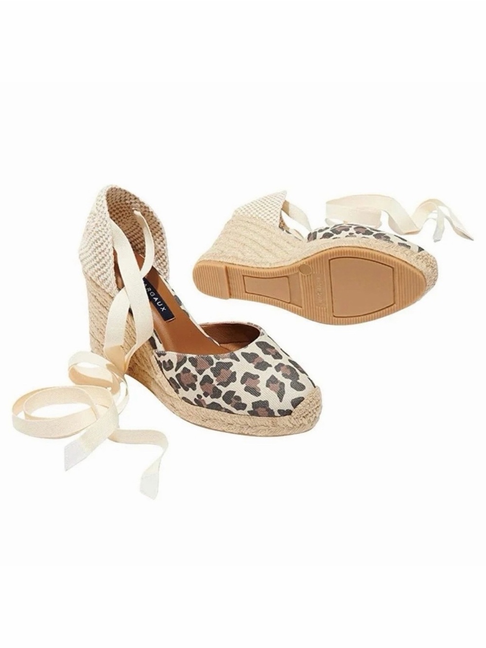 NWOT Margaux ‘Ankle Wrap Espadrille Wedges' in "Leopard Print Canvas" Size 10